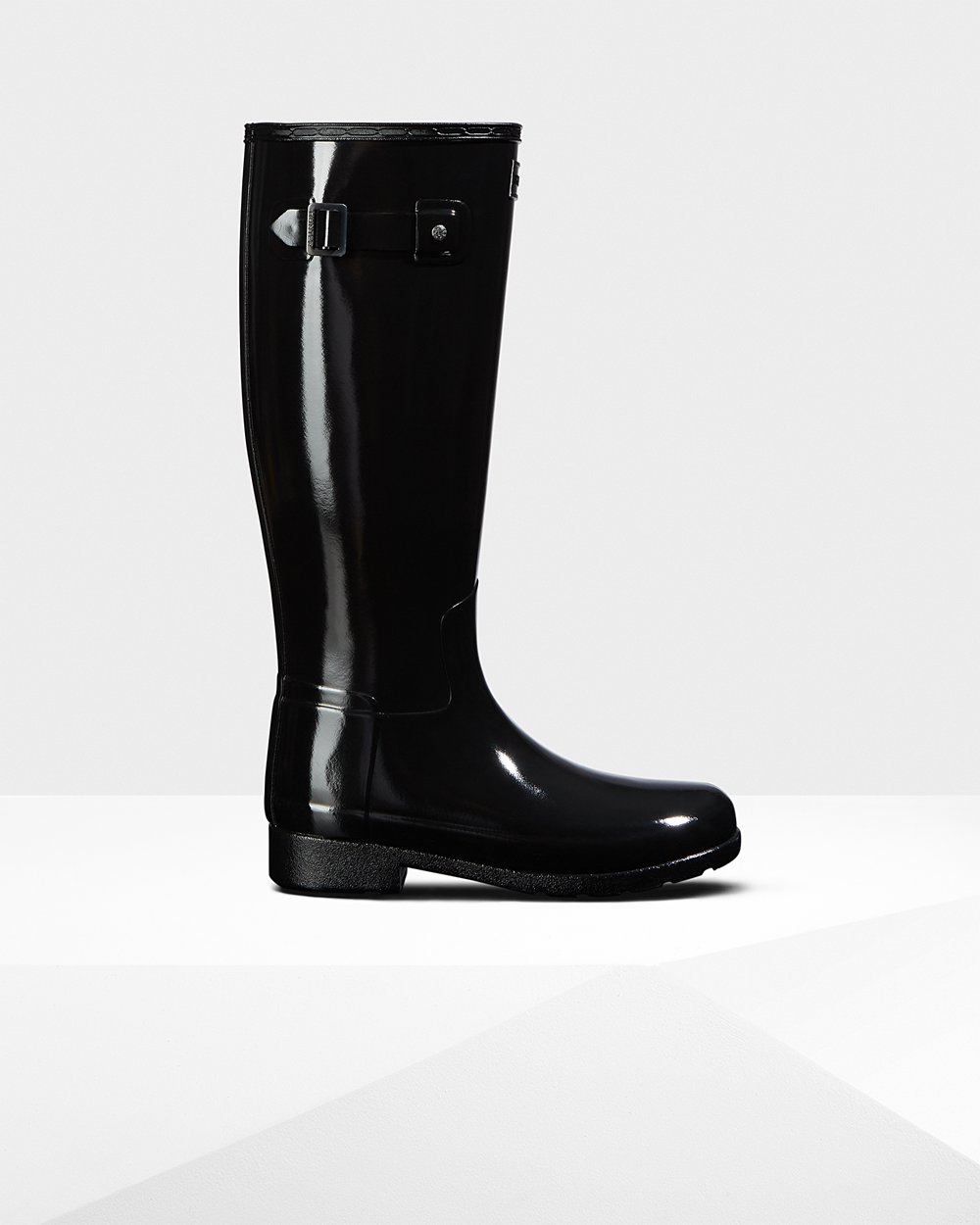 Womens Tall Rain Boots - Hunter Original Refined Gloss (45IMDBFGW) - Black